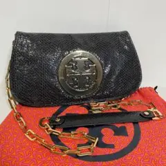 TORY BURCH トリーバーチ ショルダーバッグ チェーン ヘビ柄 光沢