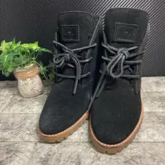 coach ショートブーツ ウェッジソール スエード 黒 カーソン 23.5ボア