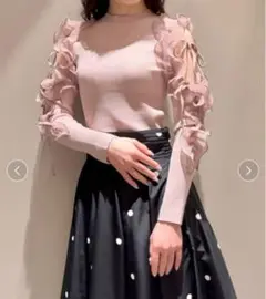 SNIDEL スナイデル フリルスリーブニットプルオーバー　PBEG