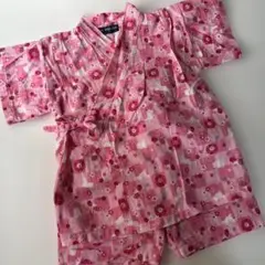 甚平　ピンク 花柄 ウサギ 100cm お祭り　女の子　和柄