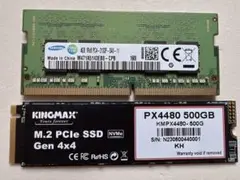 KINGMAX SSD 500GB・SAMSUNG 4GB メモリ