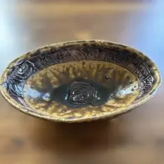 三つ足小鉢　陶器　作家　ブラウン 楕円形