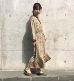 カスタネ フレア袖エスニックワンピース