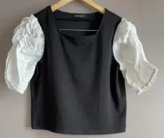 【毎日発送】美品 シャーリングパフスリーブトップス　Lサイズ