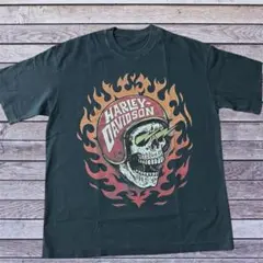 ファイヤーデザイン HarleyDavidson スカル フェードTシャツ