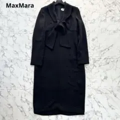 美品♡マックスマーラ ブラックフォーマル ワンピース ボウタイ 白タグ 40 L