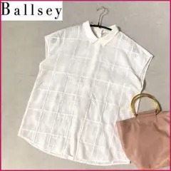 美品トゥモローランド ボルジィー半袖 フレンチスリーブ シアーシャツ ブラウスM