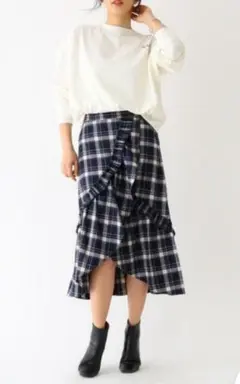 ♪新品♪ l'epicerie/レピスリー♡*゜アシンメトリーチェックスカート♡