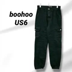 boohoo ブラック カーゴパンツ US6