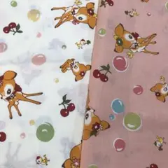 松山敦子さん生地　バンビ　ピンクとホワイト
