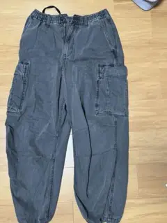 GU グレー カーゴパンツ 100%コットン
