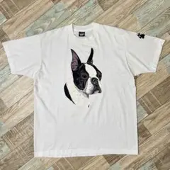 USA製 ボストンテリア Tシャツ シングルステッチ 犬T ホワイト XL