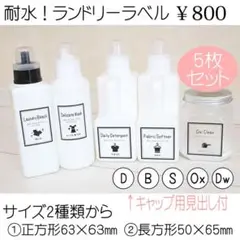 洗剤ラベル 5枚セット　耐水　モノトーン　オーダーメイド　文字変更可能