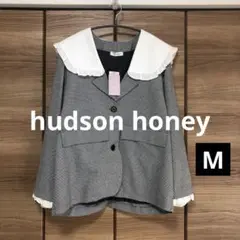 【新品未使用】hudson honey フリル襟ジャケット 千鳥柄 Mサイズ 秋