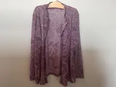 パターン入り紫長袖カーディガン シャツ　Lサイズ　りま　里麻