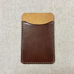 ☆ハンドメイド＊栃木レザー〜シンプル１枚パスケース　カードケース、ブラウン