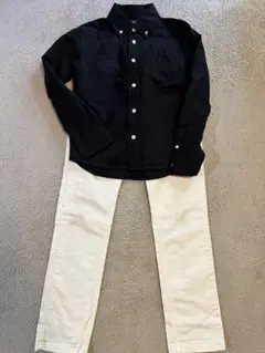 黒シャツ&白パンツセット　サイズ140 おでかけ