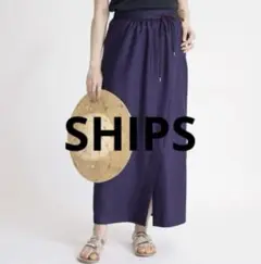 SHIPS シップス　ツイストストライプラップ風スカート（ブルー）３６サイズ