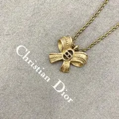 クリスチャンディオール ネックレス リボン サークルCDロゴ ゴールドチェーン