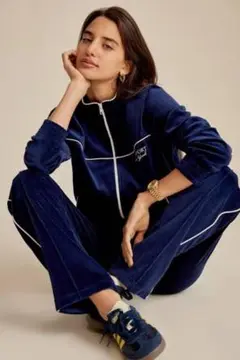 ✨美品✨ スポーティー&リッチ ベロアジャケット ネイビー Sサイズ 人気商品
