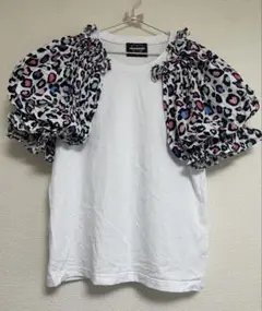 マイクロウェーブ　パフスリーブ マルチカラーレオパード柄Tシャツ　⭐︎