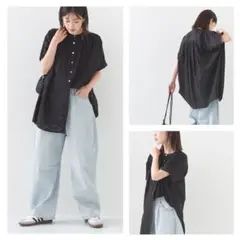 OMNES PURPLE LABEL コットンジャガードワイドシルエットシャツ