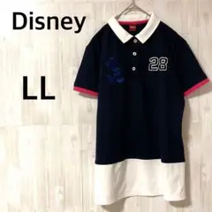 ディズニー ミッキーマウス ポロシャツ 【LL】 半袖 大きいサイズ ネイビー