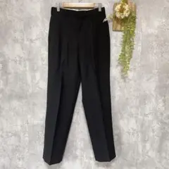 日本製【センチュリーエール】スラックスパンツ ツータック センタープレス 黒