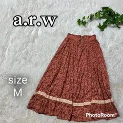 a.r.w サイズM 総柄 花柄 ロングスカート 春秋 ウエストゴム