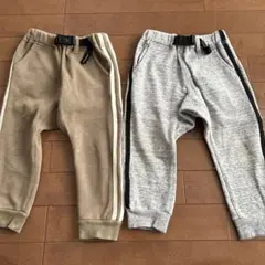 ベージュとグレー　裏起毛ボトムス100