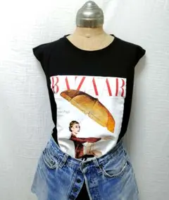 BAZAAR ヴィンテージグラフィック プリント　ノースリーブTシャツ　レトロ