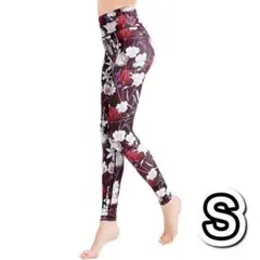 スタイルアップ❤️トレーニングレギンス ストレッチ 花柄 ハイウエスト ロング