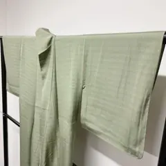 単衣 渋めのグリーンの江戸小紋 着物