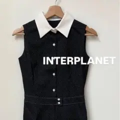 【美品】インタープラネット　INTERPLANET ワンピース　ドレス　紺白