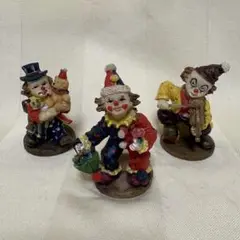 ピエロ 置物 まとめ売り 3個セット　アンティーク レトロ フィギュア