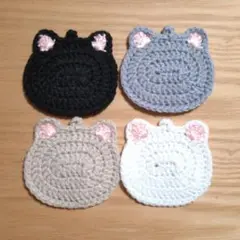 ねこ　アクリルたわし　①　エコたわし　コースター　アクリルタワシ