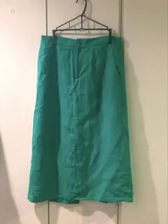 ZARA グリーン タイトスカート リネン　Lサイズ