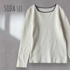 36【SODA sis】バイカラー スクエアネック 長袖 リブニット カットソー