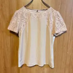 【ANAYI】アナイ　半袖カットソー　レーススリーブ　上品　ベージュ　Mサイズ