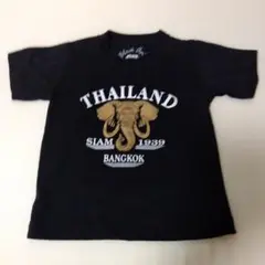 ブラック象プリント　半袖Tシャツ THAILAND