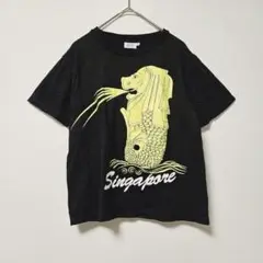 美品★【ヴィンテージ】マーライオン プリントTシャツ 半袖 ブラック (S)