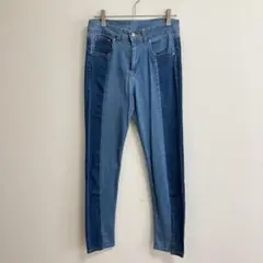 【美品】merlot メルロー パッチワーク デザインデニム パンツ スキニー