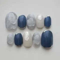 ネイルチップ ブルー ニュアンス