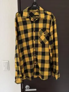 黄色と黒のチェック柄ネルシャツ　未使用