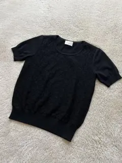 Harrodsハロッズ レース柄半袖ニット 上品 極美品✨【M】ブラック