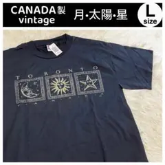 新品 80s 90s カナダ製 SUN&MOON 太陽 月 星 Tシャツ L 黒