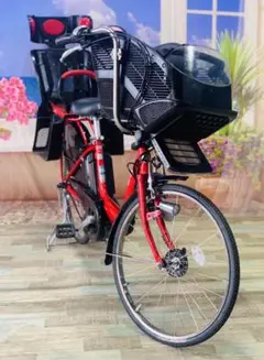4487 電動自転車ブリヂストン子供乗せ 26インチ ハイクオリティ レッド