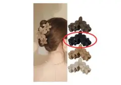 【新品】ヘアクリップ　お花　大きめ　ブラック