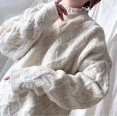 NO.A533ヴィンテージハイネックニットウールセーターオーバーサイズ古着