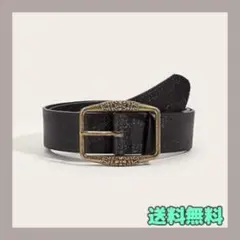 【新品】ベルト ブラック ストリート アメカジ ヴインテージアンティークゴールド